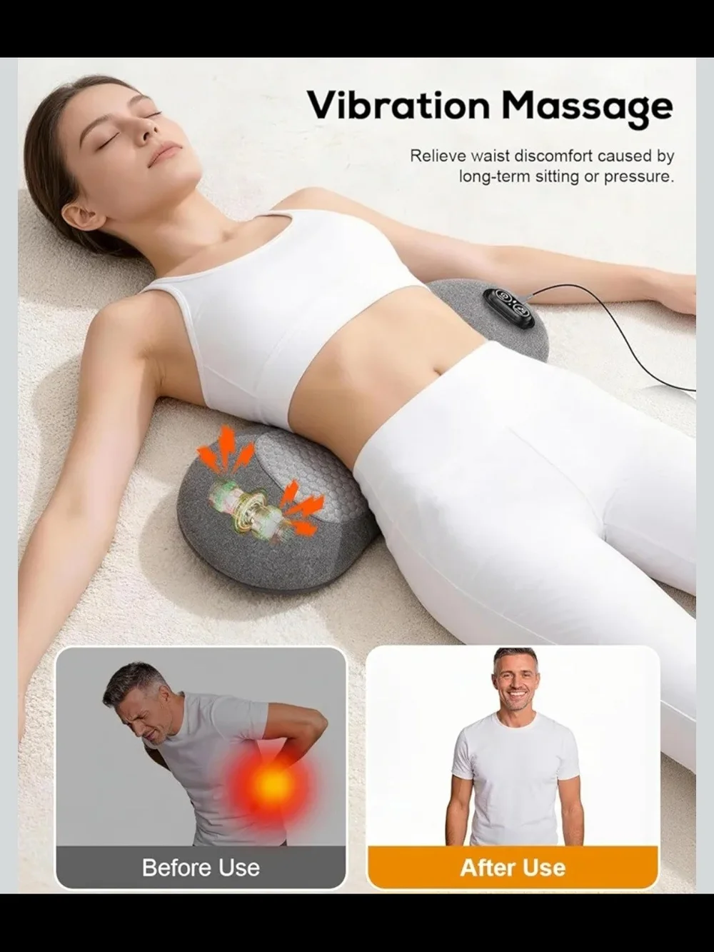 3 in 1 Lower Back Massager, Triple Fusion Back Massager with Heat, Vibration